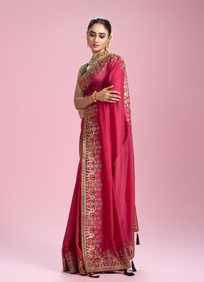 Mohey Women Radiant Pink Elegance Saree
