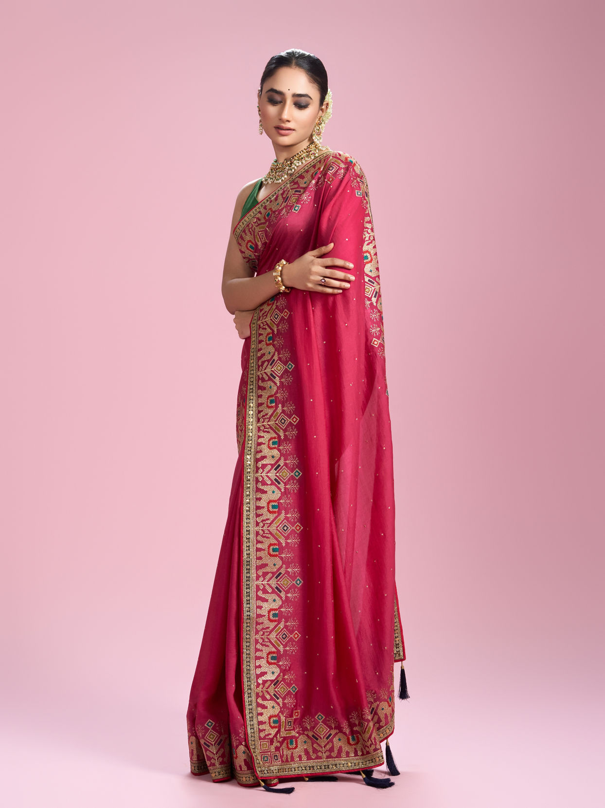 Mohey Women Radiant Pink Elegance Saree