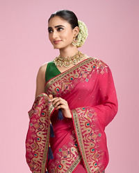 Mohey Women Radiant Pink Elegance Saree