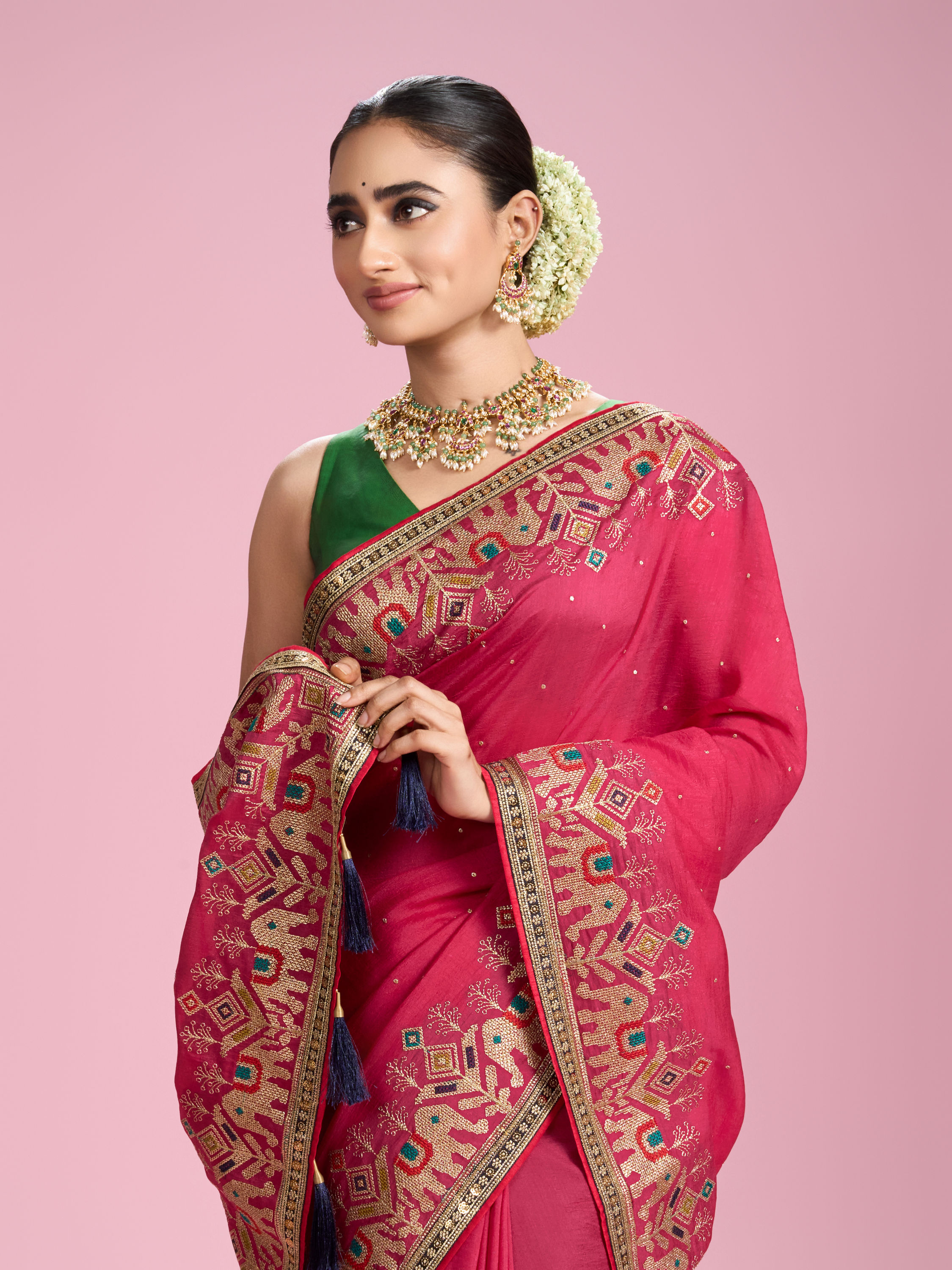 Mohey Women Radiant Pink Elegance Saree