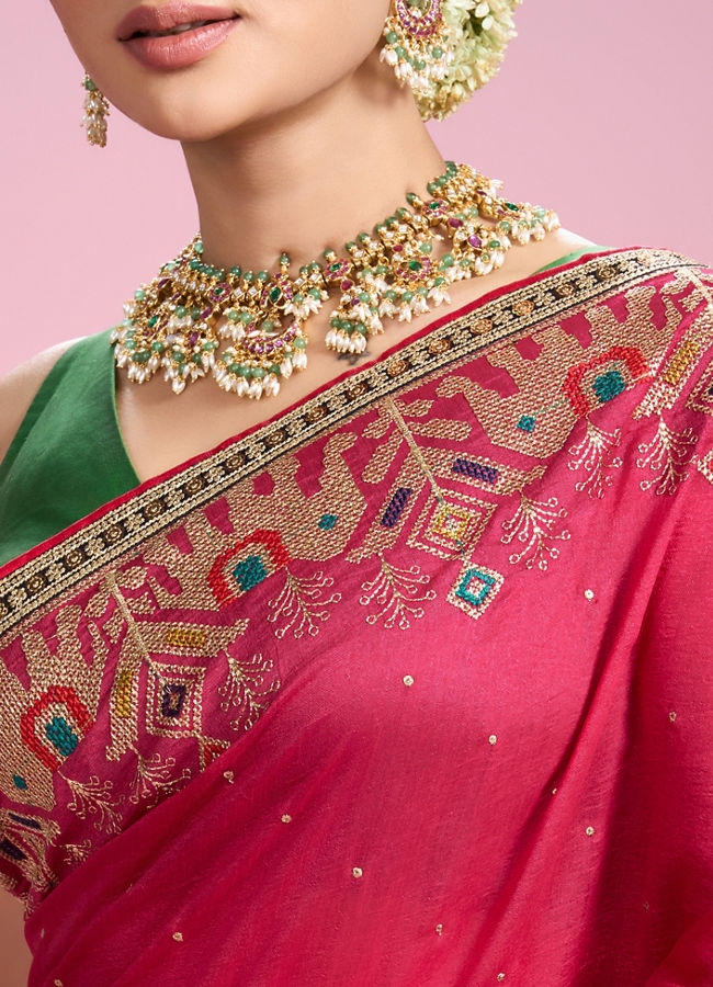 Mohey Women Radiant Pink Elegance Saree