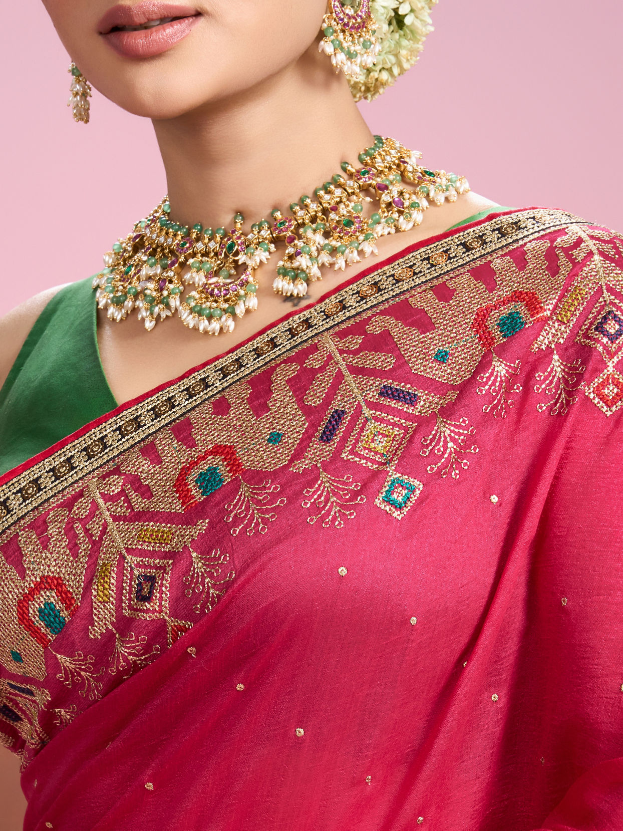 Mohey Women Radiant Pink Elegance Saree