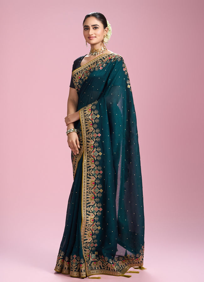 Mohey Women Serene Green Elegance Saree