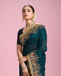 Mohey Women Serene Green Elegance Saree