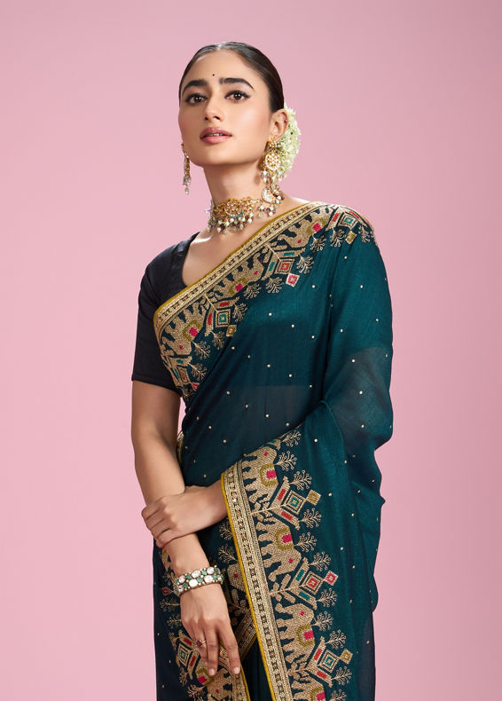 Mohey Women Serene Green Elegance Saree