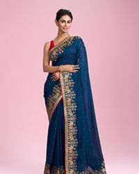 Mohey Women Royal Blue Elegance Saree