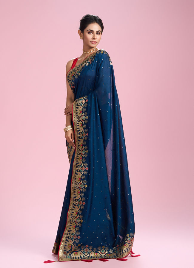 Mohey Women Royal Blue Elegance Saree