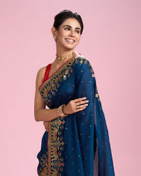 Mohey Women Royal Blue Elegance Saree