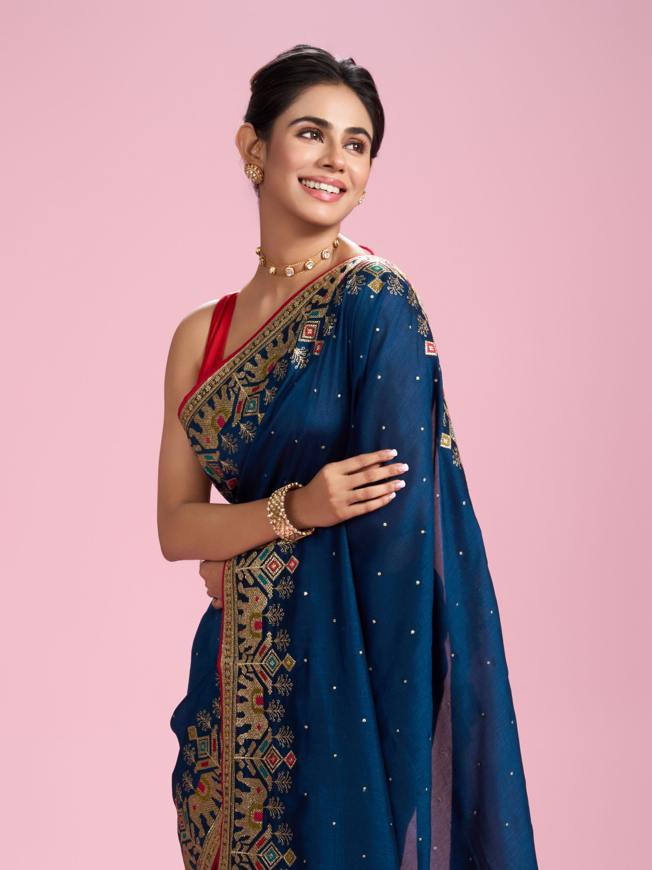 Mohey Women Royal Blue Elegance Saree