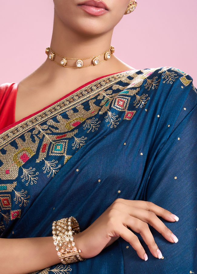 Mohey Women Royal Blue Elegance Saree
