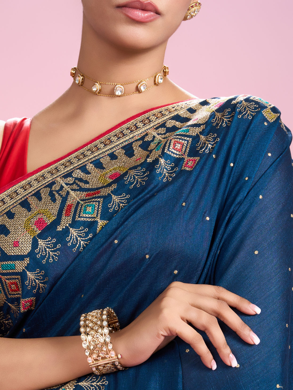 Mohey Women Royal Blue Elegance Saree