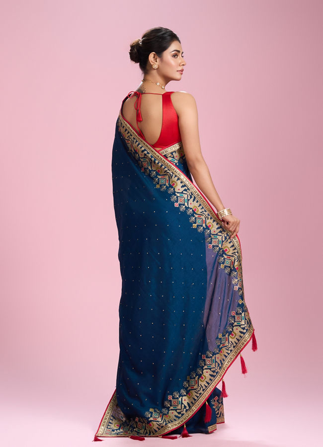 Mohey Women Royal Blue Elegance Saree