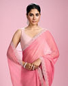 Mohey Women Pink Organza Elegance Saree