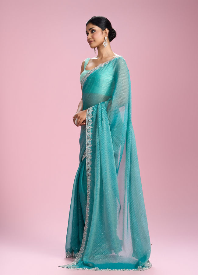 Mohey Women Elegant Sea Green Saree