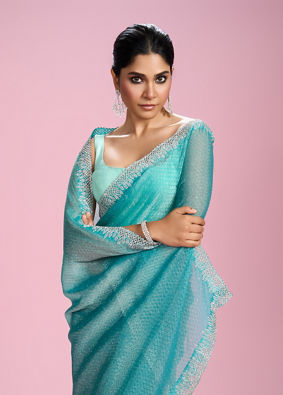 Mohey Women Elegant Sea Green Saree