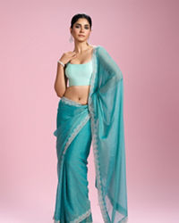 Mohey Women Elegant Sea Green Saree