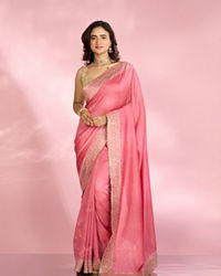 Mohey Women Enthralling Pink Elegance Saree