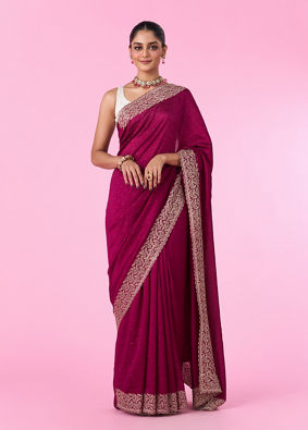 Mohey Women Chinon Wine Elegance Saree