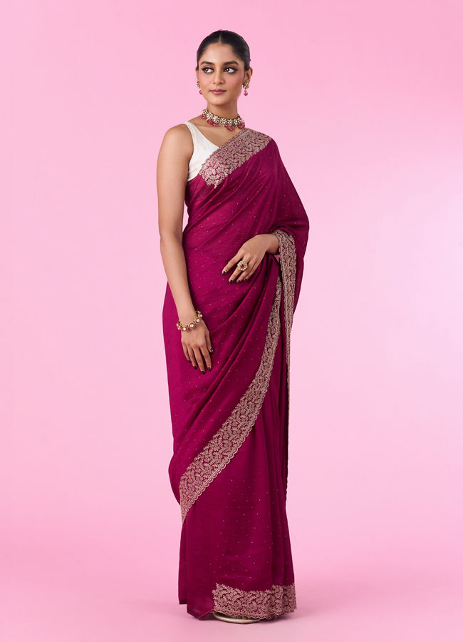 Mohey Women Chinon Wine Elegance Saree