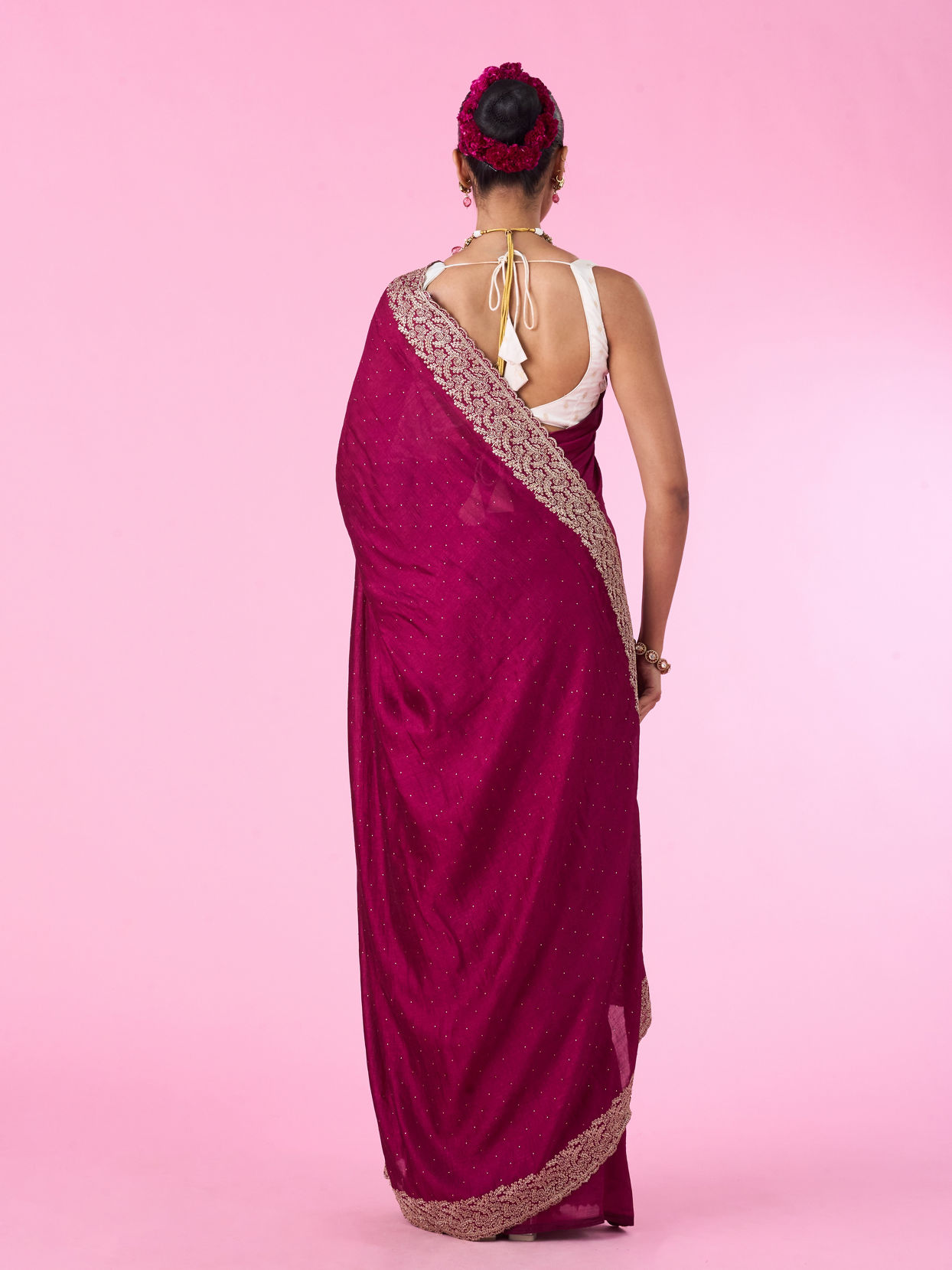 Mohey Women Chinon Wine Elegance Saree