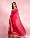 Mohey Women Opulent Rani Pink Chinon Saree