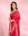 Mohey Women Opulent Rani Pink Chinon Saree