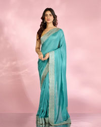 Mohey Women Glistening Light Blue Saree