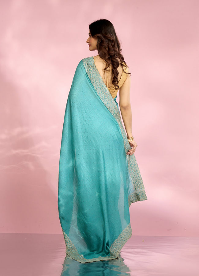 Mohey Women Glistening Light Blue Saree