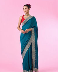 Mohey Women Emerald Elegance Chinon Saree