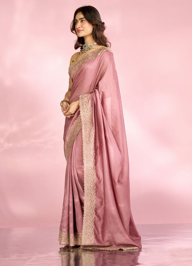 Mohey Women Dusty Pink Festive Saree