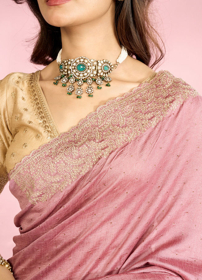 Mohey Women Dusty Pink Festive Saree