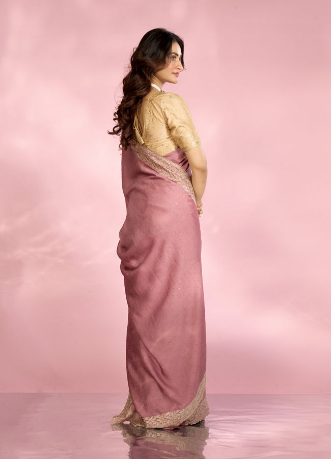 Mohey Women Dusty Pink Festive Saree
