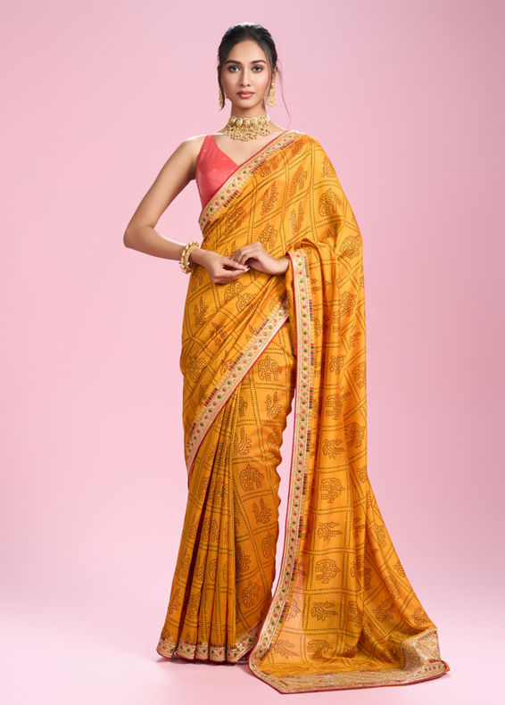 Mohey Women Sunshine Elegance Yellow Saree