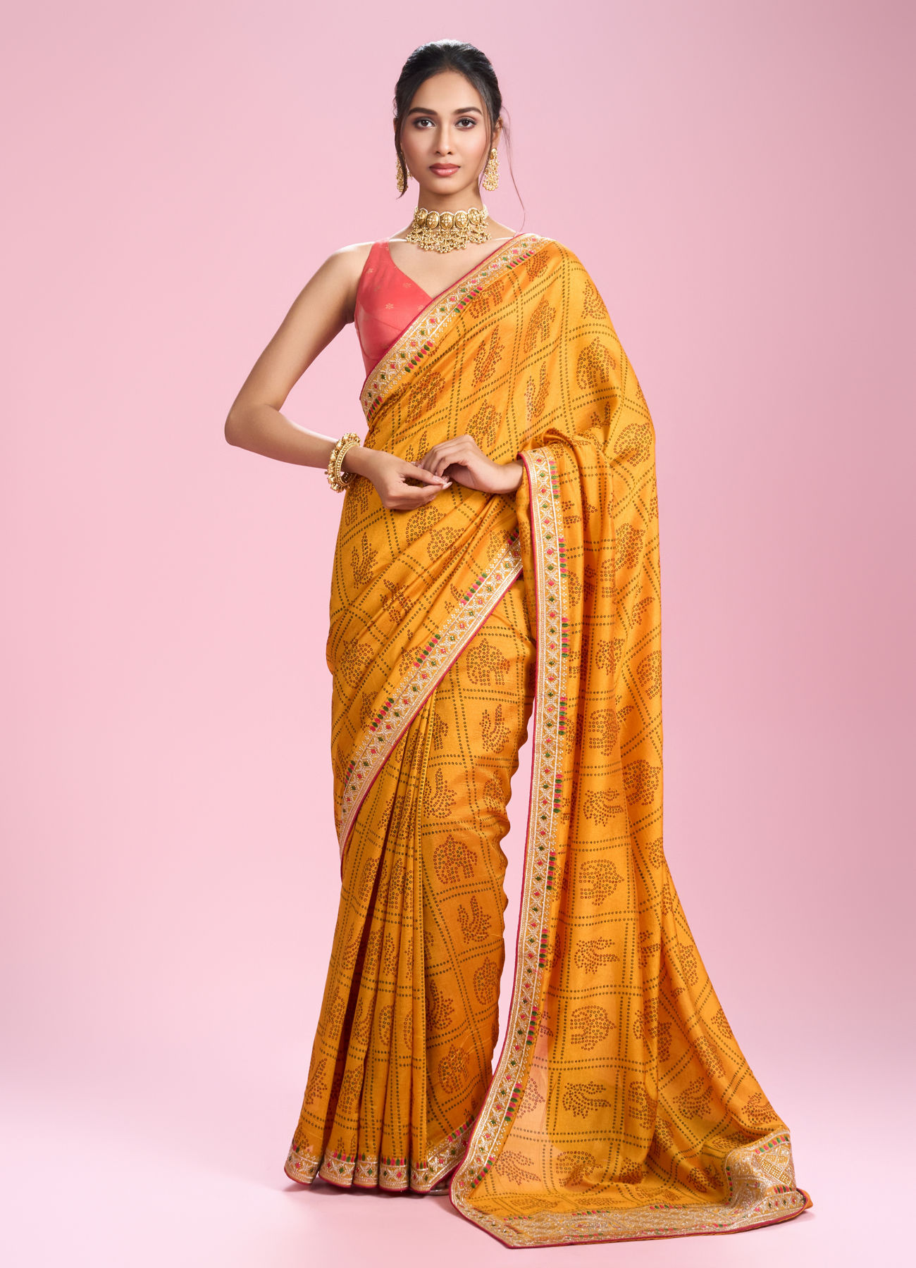 Mohey Women Sunshine Elegance Yellow Saree