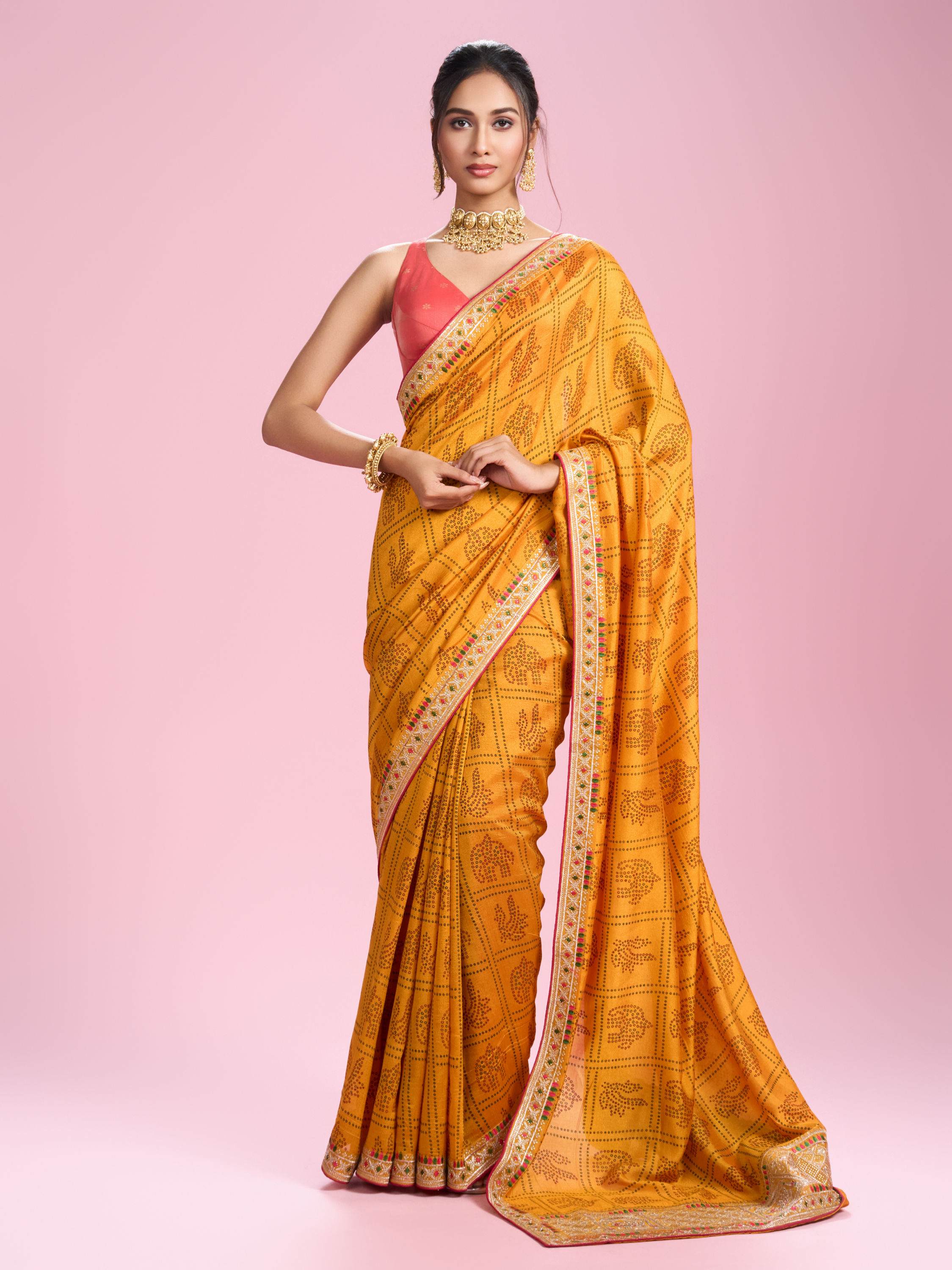 Mohey Women Sunshine Elegance Yellow Saree