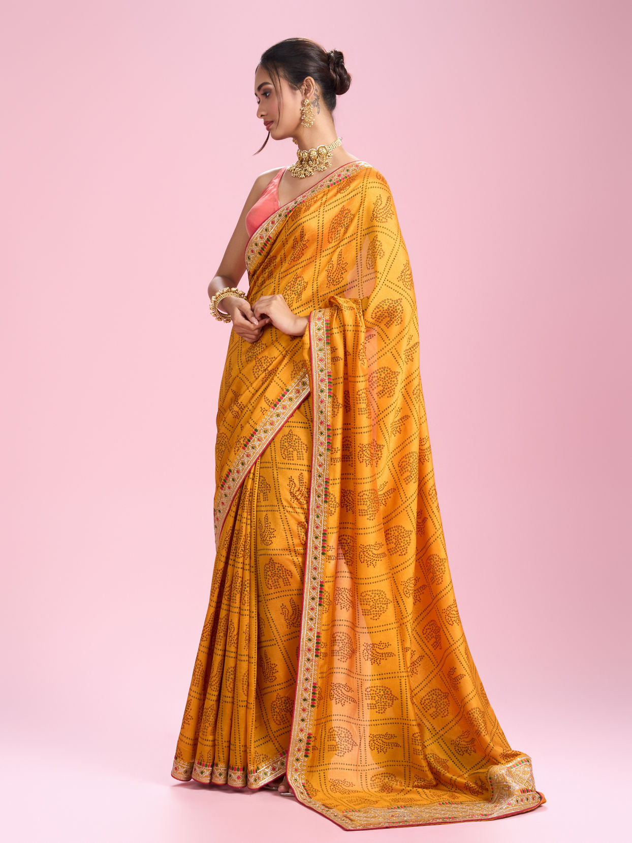 Mohey Women Sunshine Elegance Yellow Saree