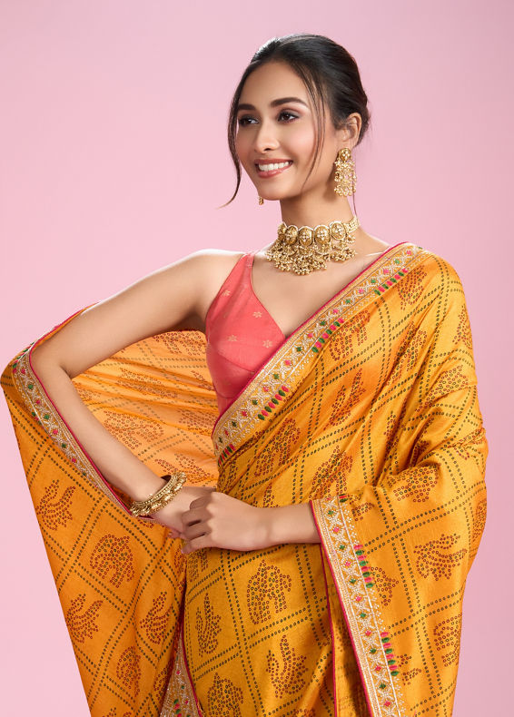 Mohey Women Sunshine Elegance Yellow Saree