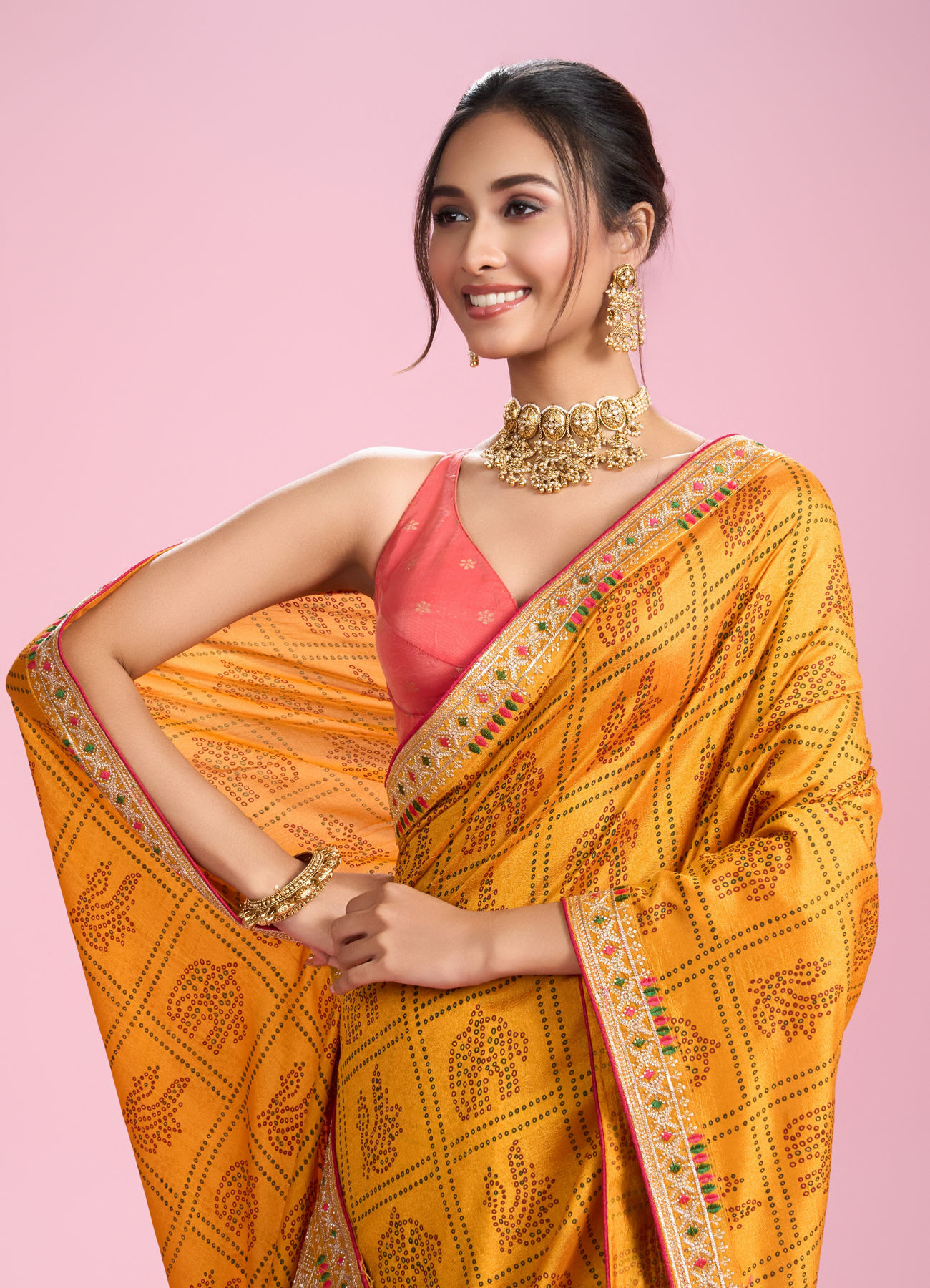 Mohey Women Sunshine Elegance Yellow Saree