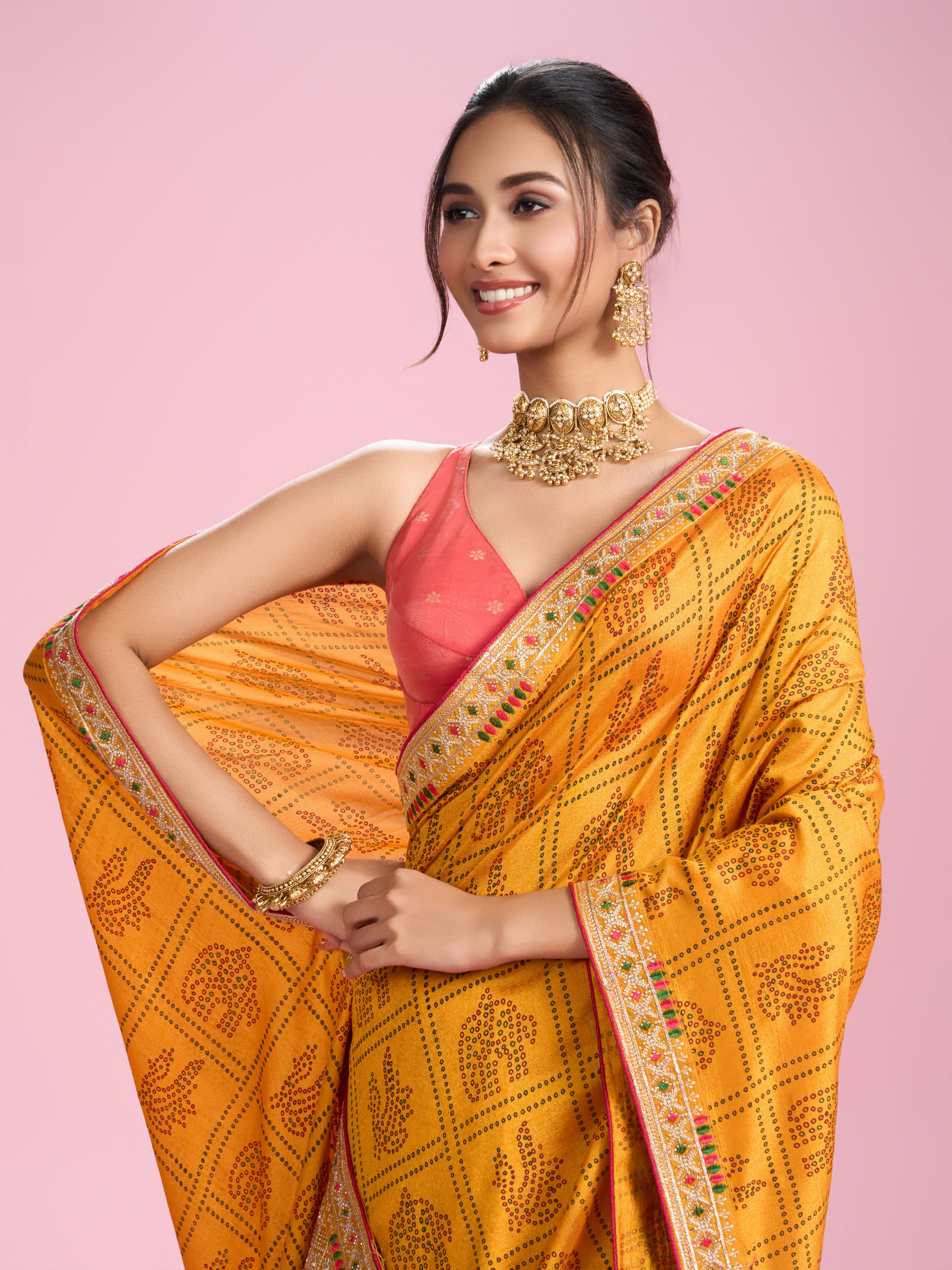Mohey Women Sunshine Elegance Yellow Saree