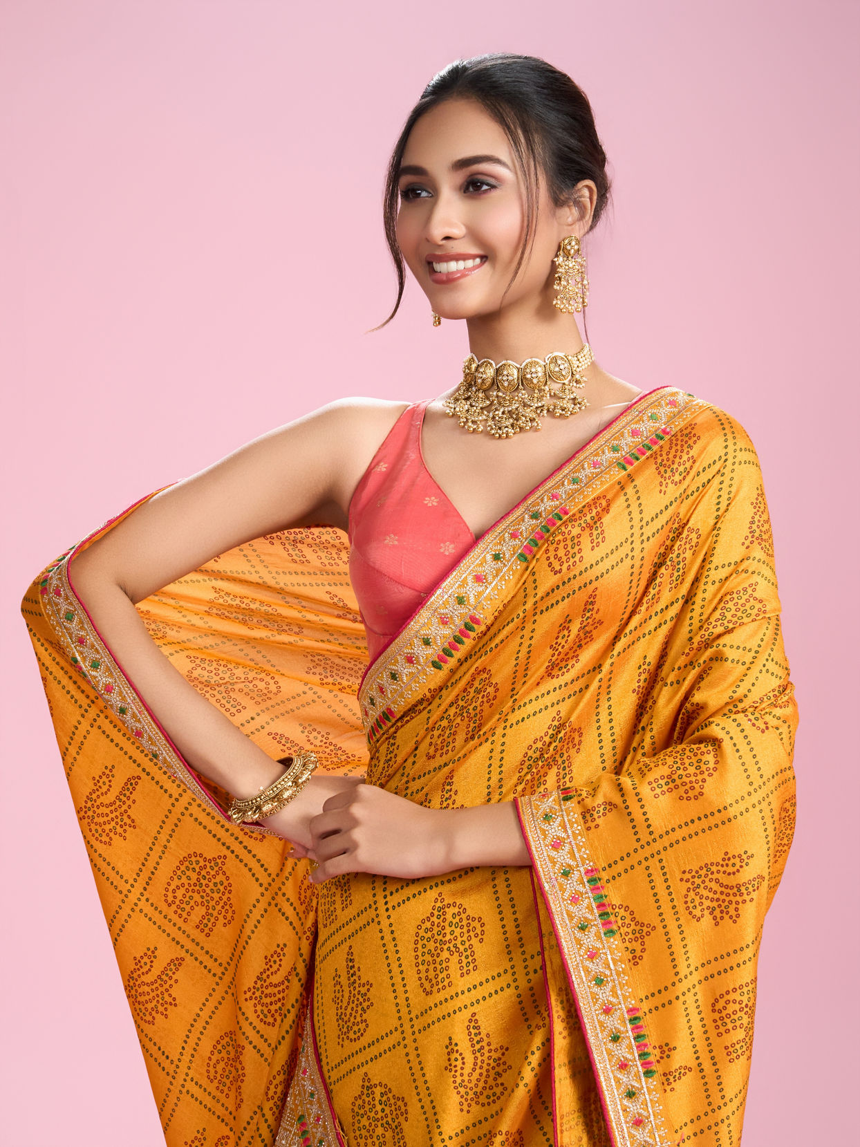 Mohey Women Sunshine Elegance Yellow Saree