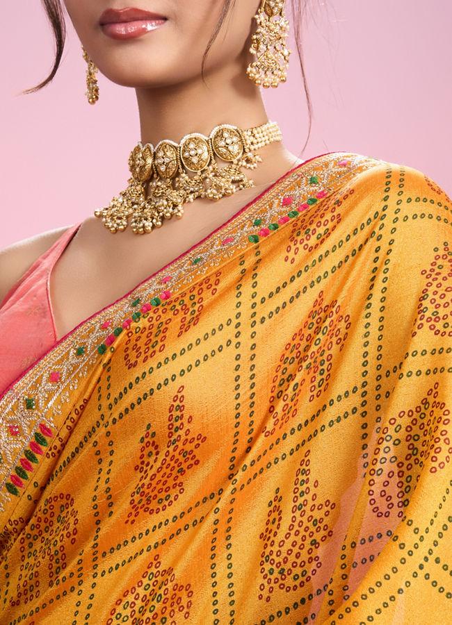 Mohey Women Sunshine Elegance Yellow Saree