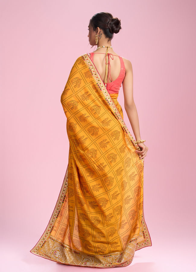 Mohey Women Sunshine Elegance Yellow Saree