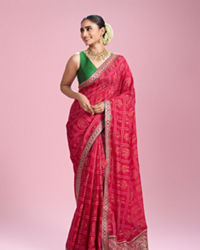 Mohey Women Ravishing Pink Chinon Saree
