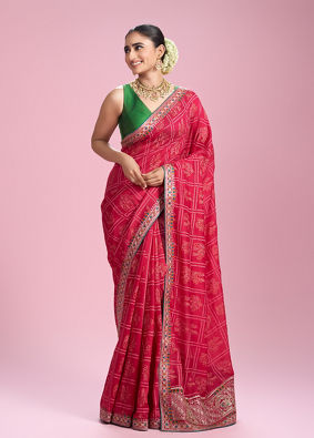 Mohey Women Ravishing Pink Chinon Saree