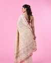Mohey Women Elegant Cream Chinon Saree