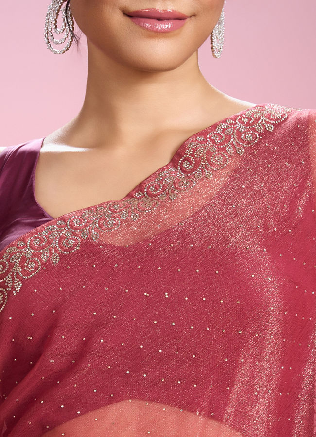 Mohey Women Purple Organza Elegance Saree