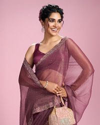 Mohey Women Pink Gajree Organza Saree