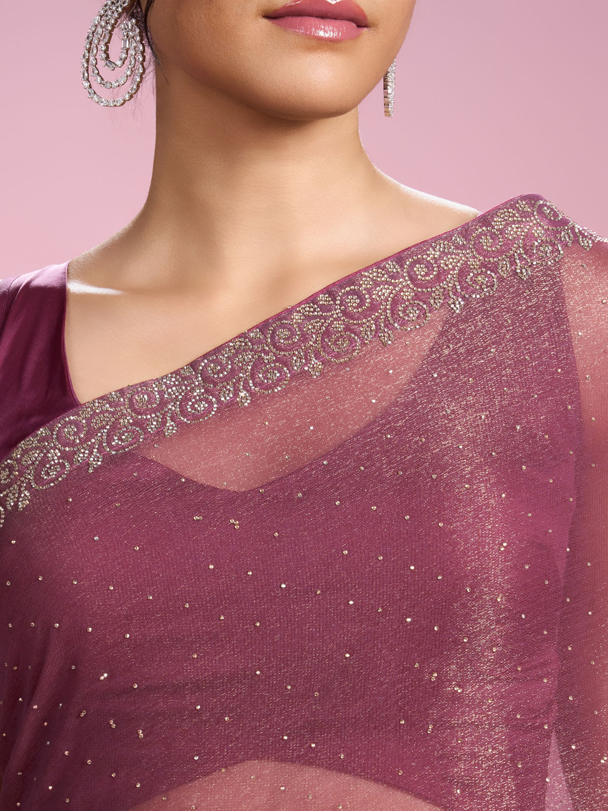 Mohey Women Pink Gajree Organza Saree