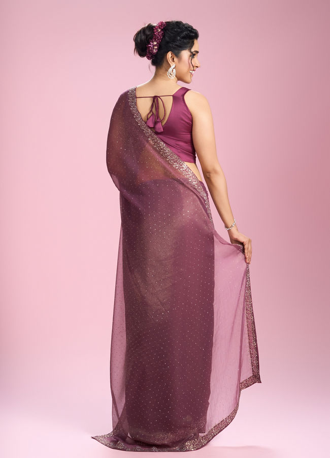 Mohey Women Pink Gajree Organza Saree