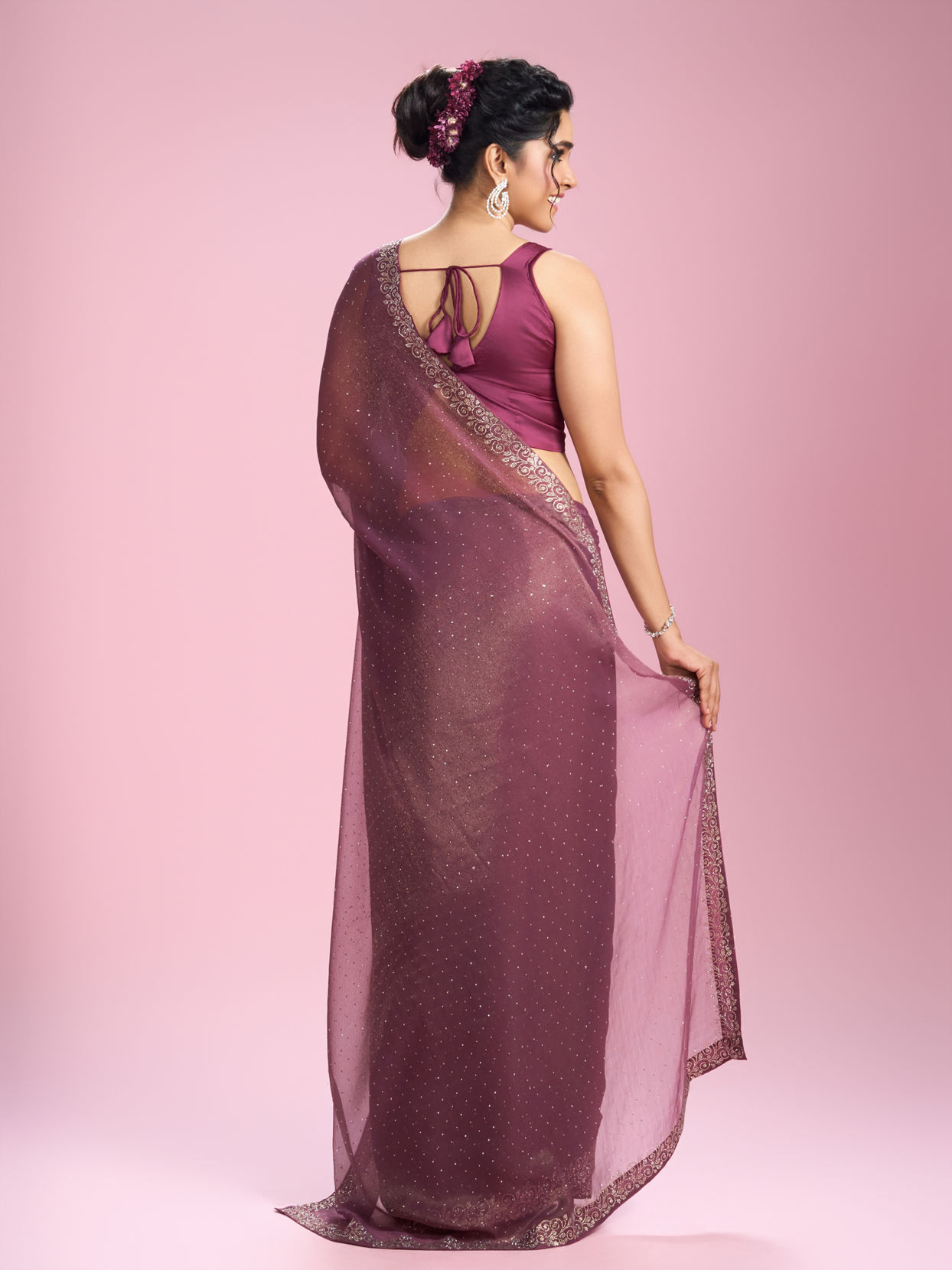 Mohey Women Pink Gajree Organza Saree